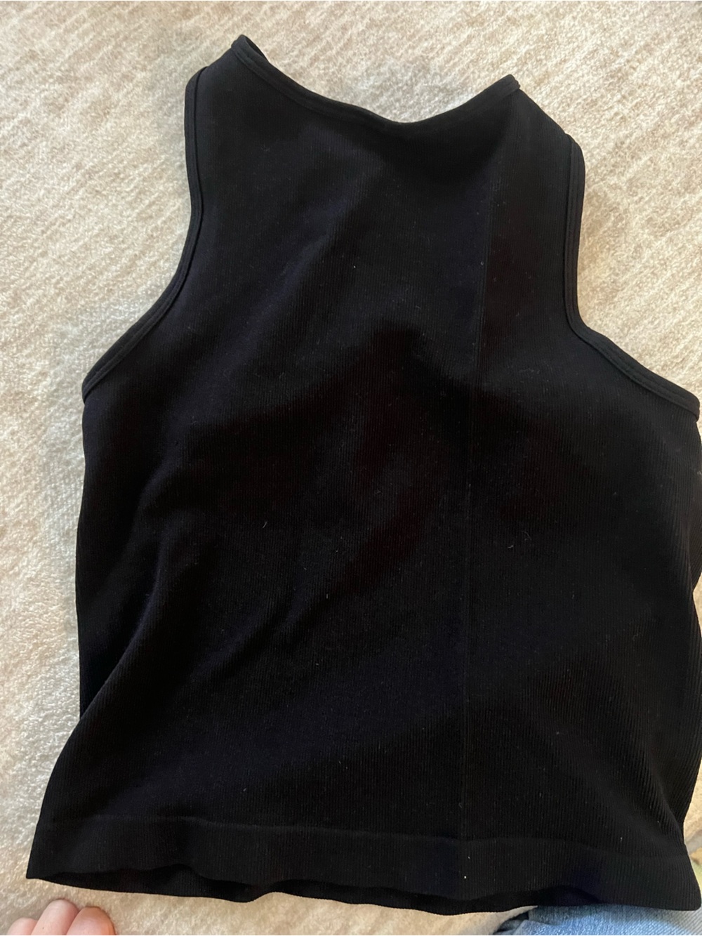 Aura Black Ribbed Crop Tank